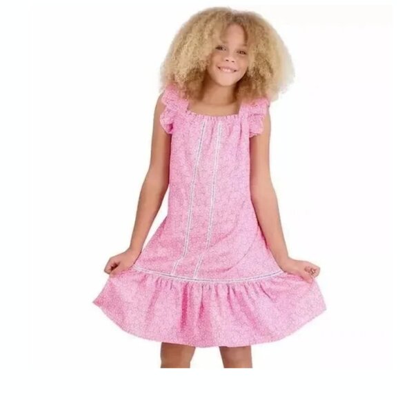 French Connection Girl's Smocked Dress Pink Floral Dress - Picture 3 of 3